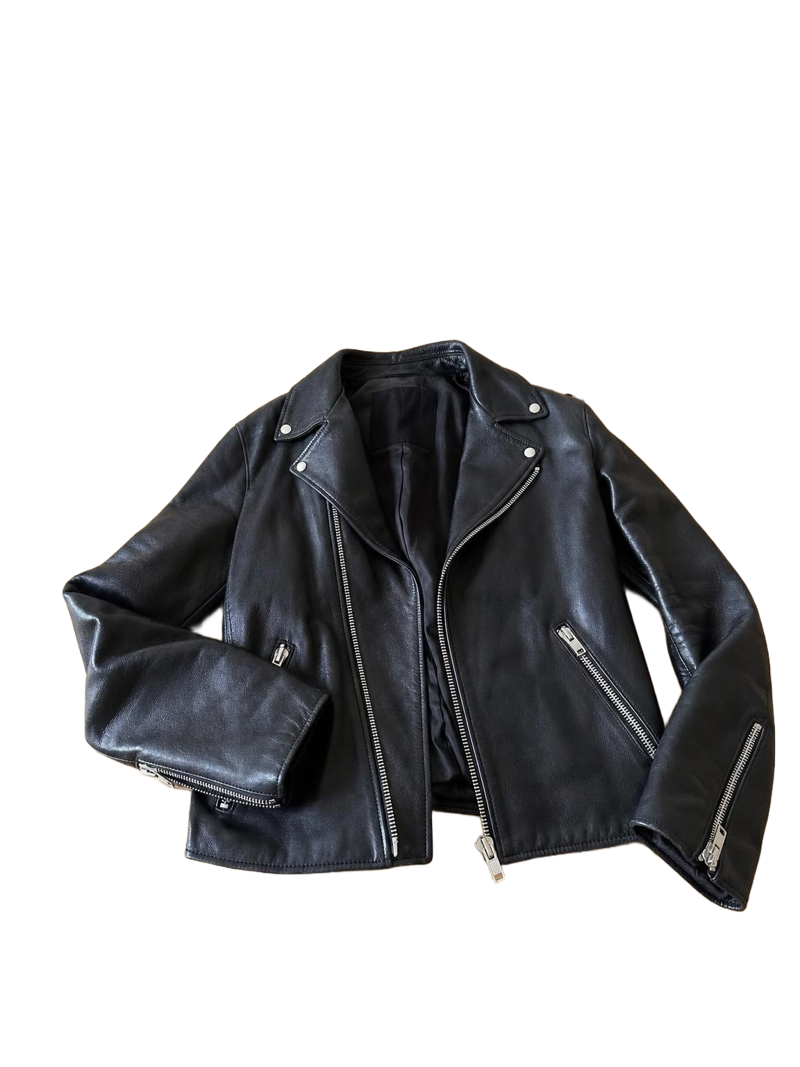 Black leather biker on transparent