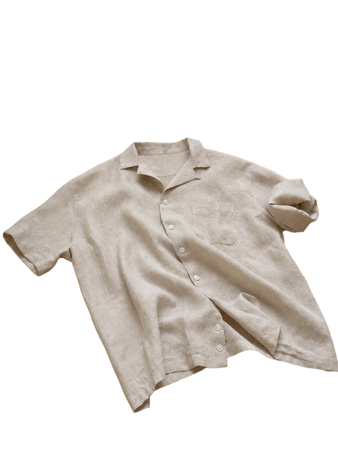 Linen camp shirt on transparent