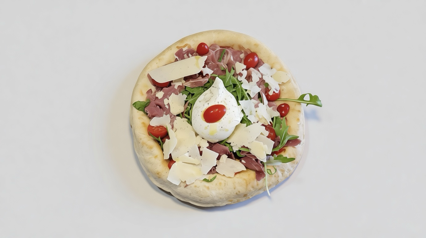 Flatbread on a plain white plate