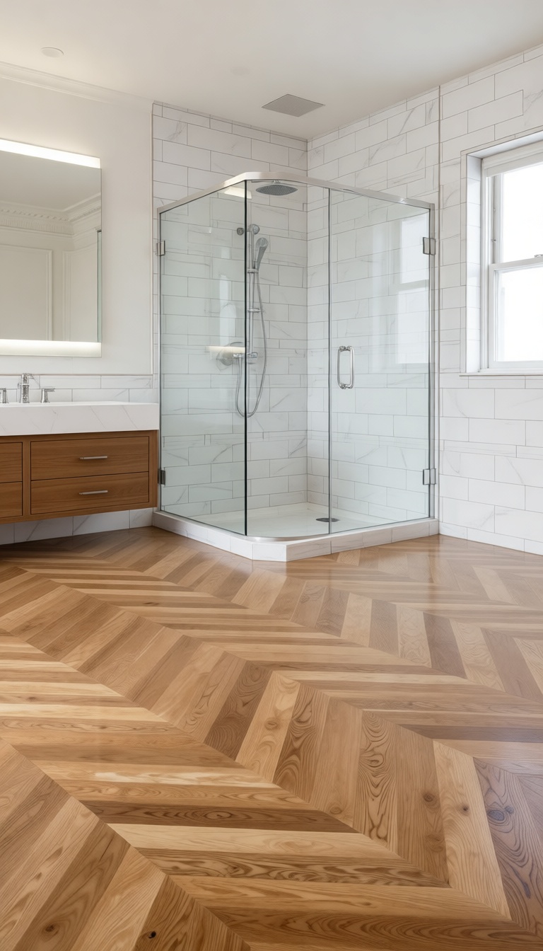 Same floor, re-imagined as a bathroom